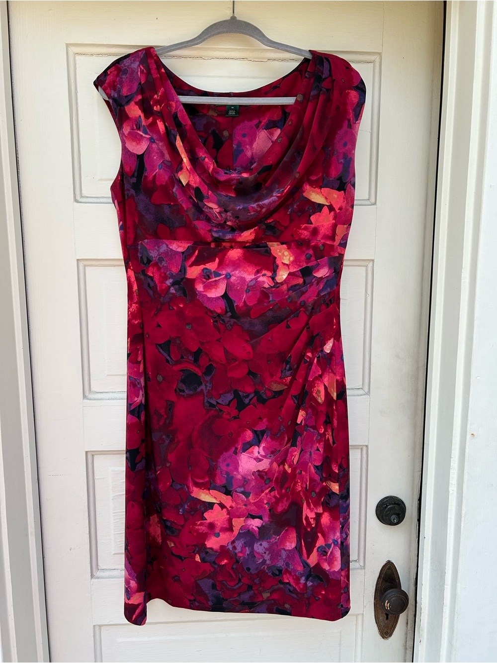 Ralph Lauren Floral Fuchsia Cowl-Neck Dress